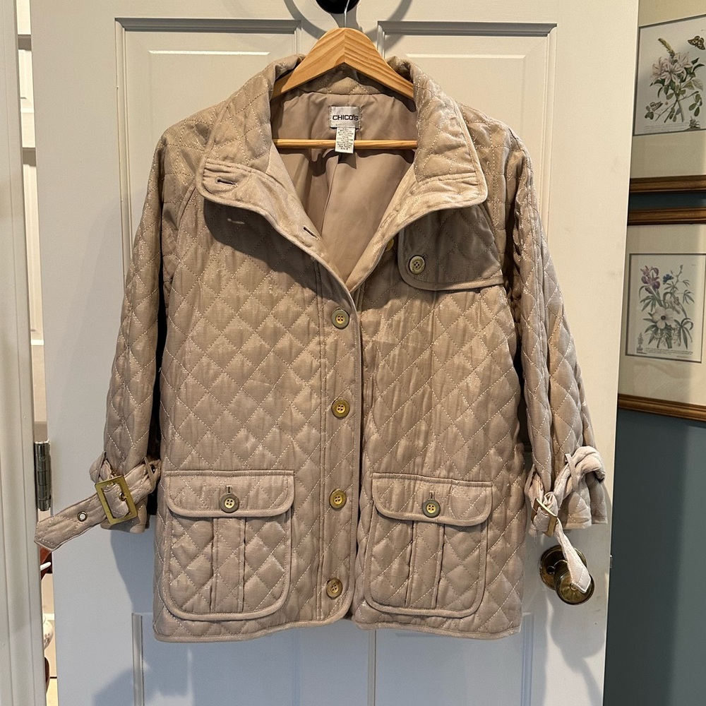 Chico’s Quilted Mid-Length Jacket EUC